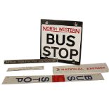 A North Western enamel Double-Sided Bus Stop sign and other signs: North Western 305mm x 305mm, F-G,