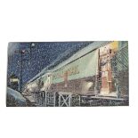 A Chad Valley GWR Jigsaw of The Night Mail, made up on hardboard sealed by plastic wrap with