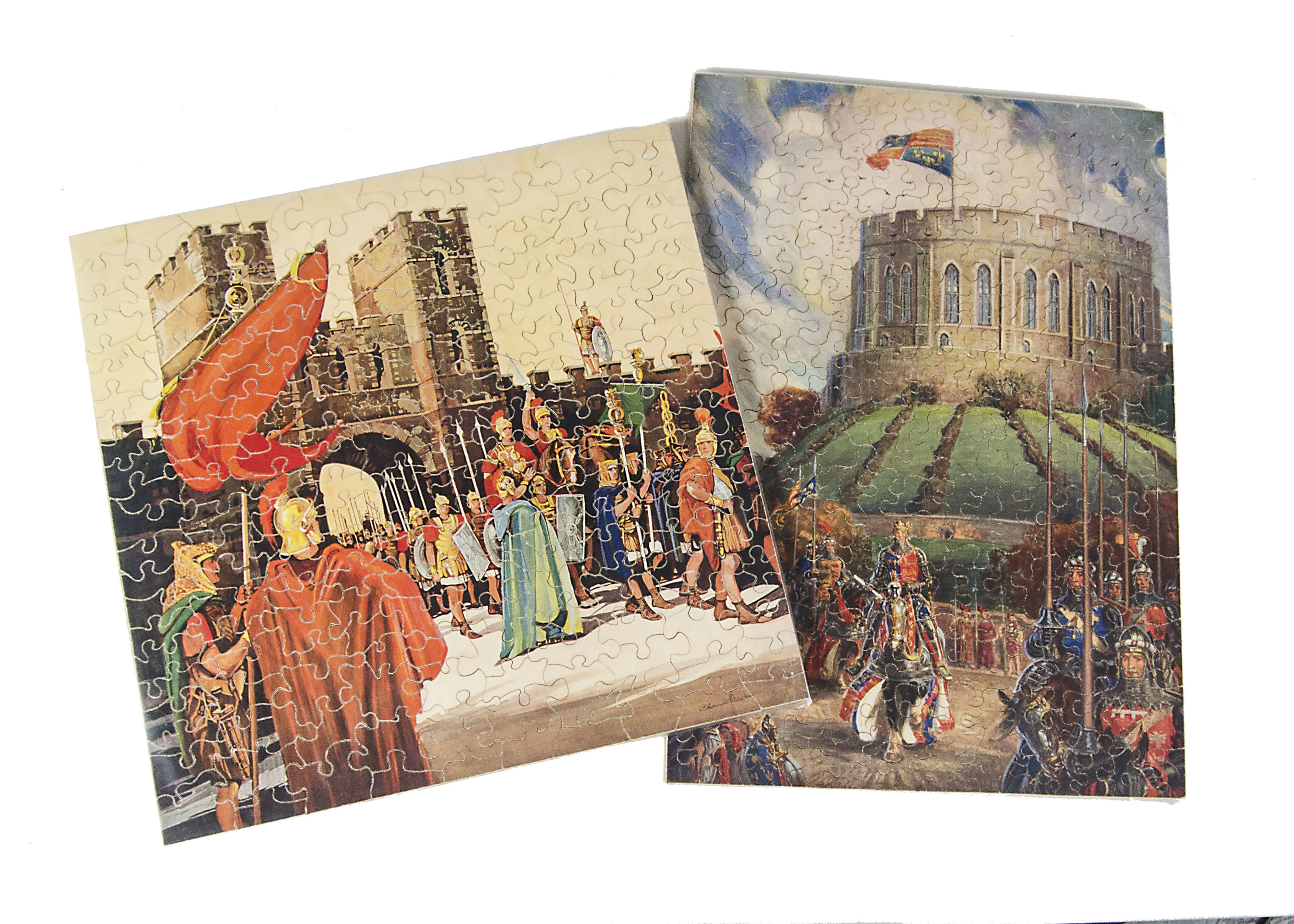 Chad Valley GWR Historical Castles Jigsaws, comprising Knight at Windsor and Romans at Carleton,