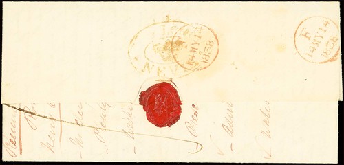 NevisEarly Letters and Handstamps1838 (6 Apr.) missionary entire to London, rated "2/2" and showing,