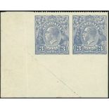 Australia1924 Single watermark, 3d. dull ultramarine lower left corner horizontal pair, variety