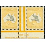 Australia1929-30 Small Multiple watermark, 5/- grey and yellow Ash imprint pair, fresh mint with the