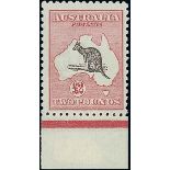 Australia1915-27 Third Watermark£2 purple-black and pale rose from the foot of the sheet, variety "