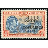 Bahamas1942 Columbus, 4d. light blue and red-orange, variety coiumbus" (R.5/2), fresh lightly