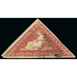 (x) Cape of Good Hope1855-64 White paper1d. deep rose with watermark sideways, good to large margins