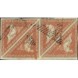 (x) Cape of Good Hope1853 Slightly Blued Paper1d. brick-red block of four with large to very large