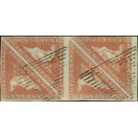 (x) Cape of Good Hope1853 Slightly Blued Paper1d. brick-red block of four with clear to very large