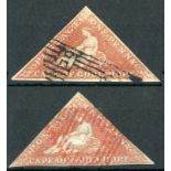 (x) Cape of Good Hope1853 Slightly Blued Paper1d. brick-red with watermark sideways, good to large