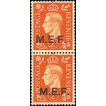 (x) British Occupation of Italian ColoniesMiddle East Forces— 2d. orange vertical pair showing Types