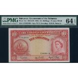 Bahamas Government, 10/-, ND (1963), serial number A/2 952816, red on multicolour underprint,