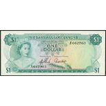 Bahamas Government, $1 (3), ND (1965), serial numbers A662963-65, green on multicolour underprint,