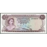 Bahamas Monetary Authority, $1/2 (3), ND (1968), serial numbers D094060-61 and D049202, purple on