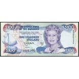 Central Bank of the Bahamas, $100, 1996, serial number G386346, blue and purple on multicolour