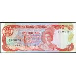 Central Bank of Belize, $5, 1 January 1989, serial number J/5 038255, red and multicolour,