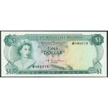 Central Bank of the Bahamas, $1 (3), ND (1974), prefixes W, A/1 and M/1, green on multicolour