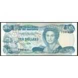 Central Bank of the Bahamas, $10, ND (1987), serial number F947435, turquoise on multicolour