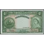 Bahamas Government, 4/-, ND (1954), serial number A/2 449556, green on multicolour underprint,