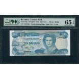 Central Bank of the Bahamas, $10, ND (1984), serial number D077601, turquoise on multicolour