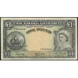 Bahamas Government, £1, ND (1953), serial number A/1 230064, black on multicolour underprint,