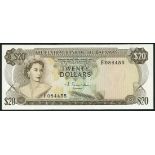 Central Bank of the Bahamas, $20, ND (1974), serial number F084455, brown on multicolour underprint,