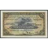 (x) National Bank of Egypt, 25 piastres, 3 January 1945, serial number L/76 502076, multicolour,