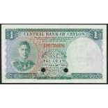 (x) Central Bank of Ceylon, colour trial 1 rupee, 20 January 1951, no serial number, green on