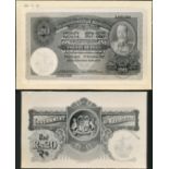 Government of Mauritius, obverse and reverse printers archival photographs for 20 rupees, 1
