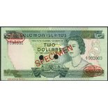 Central Bank of the Solomon Islands, specimen 2 dollars, ND (1977), prefix A/1, green, Elizabeth