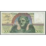 Banque de l'Algerie et de la Tunisie, 500 Francs, 8 April 1952, serial number E.246 6129337, deep