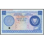 (†) Republic Bank of Cyprus, a small set of specimens from the 1964 issue, comprising 250, 500 mils,