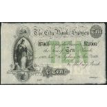 (†) City Bank, Sydney, printer's archival specimen £10, 26 January 1869, serial number run B7001