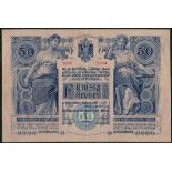 Austro-Hungarian Bank, 50 kronen, 2 January 1902, series 1354, number 52162, blue on pink paper,