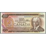 (x) Bank of Canada, $50, 1975, red and $100, 1975, brown, both Crow-Bouey signatures(Pick 90b,91b,