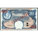 (†) East African Currency Board, specimen 5 shillings, no serial numbers, brown and pink, no