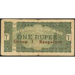 (x) Prisoner of War Camp money, India, 1 anna, Bangalore, ND (1939-1945), uniface, purple, also 1