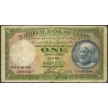 (x) National Bank of Egypt, £1, 4 July 1926, serial number J/4 193558, green and multicolour, Fellah