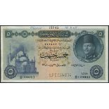 (†) National Bank of Egypt, printer's archival specimen 5 Pounds (2), 1948, serial number run AB/
