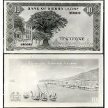 Bank of Sierra Leone, obverse and reverse archival photographs showing designs for a 10 leone, ND (