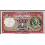 (†) National Bank of Egypt, colour trial £1, ND (1930-), no serial numbers, red and multicoloured,