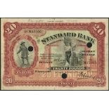 Standard Bank of South Africa Limited, colour trial £20, Durban, 1 January 1919, serial number