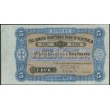 (†) London Chartered Bank of Australia, printer's archival specimen £5, Sydney, 1 May 1889, serial