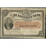De Nationale Bank der Zuid-Afrikanische Republiek, 5 pond, 1 June 1898, serial number B-89803, black