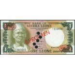 Bank of Sierra Leone, specimen 1 leone (6), 1974 (2), 1976,1980,1981,1984, all green and