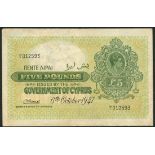 (x) Government of Cyprus, £5, 6 October 1947, serial number H/1 012593, dark green on pale green