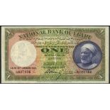 National Bank of Egypt, 1 pound, 10 January 1930, serial number J/10 827486, green and dark blue,