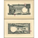 (x) Bank Indonesia, die proof on card for 500 rupiah, ND (1957), black and white, tiger in ornate