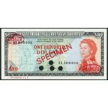 (†) East Caribbean Currency Authority, a group of specimen $100 (3), ND (1965), all zero serial