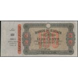 Il Banco di Sicilia, printer's archival specimen 100 Lire with counterfoil, Palermo, 11 April