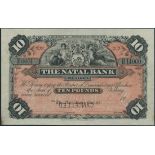(x) Natal Bank Limited, colour trial specimen £10, ND (1906), serial run B8001 to B11000, black