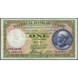 National Bank of Egypt, £1, 8th July 1928, serial number J/8 660846, green and pale pink, Fellah (